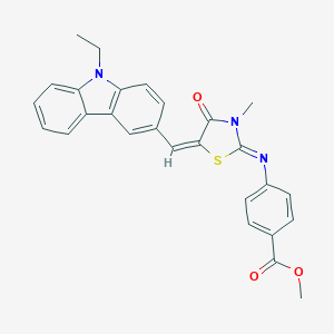 molecular formula C27H23N3O3S B301803 methyl 4-({(2Z,5E)-5-[(9-ethyl-9H-carbazol-3-yl)methylidene]-3-methyl-4-oxo-1,3-thiazolidin-2-ylidene}amino)benzoate 