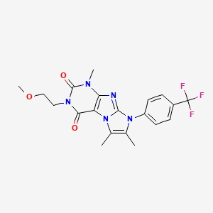 molecular formula C20H20F3N5O3 B3018034 2-(2-Methoxyethyl)-4,7,8-trimethyl-6-[4-(trifluoromethyl)phenyl]purino[7,8-a]imidazole-1,3-dione CAS No. 878734-23-7