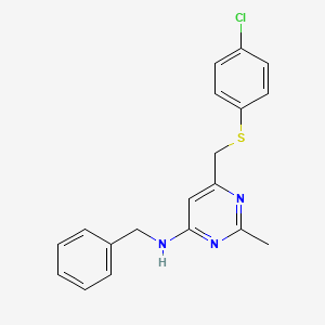 molecular formula C19H18ClN3S B3018050 N-benzyl-6-{[(4-chlorophenyl)sulfanyl]methyl}-2-methyl-4-pyrimidinamine CAS No. 338960-31-9