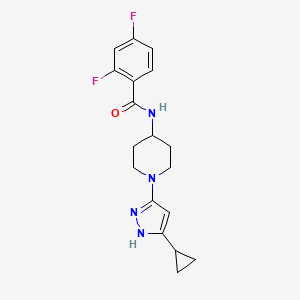 molecular formula C18H20F2N4O B3018063 N-(1-(5-cyclopropyl-1H-pyrazol-3-yl)piperidin-4-yl)-2,4-difluorobenzamide CAS No. 2034209-24-8