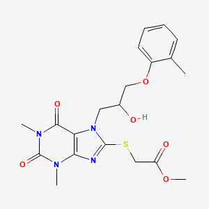 molecular formula C20H24N4O6S B3018064 2-((7-(2-羟基-3-(邻甲苯氧基)丙基)-1,3-二甲基-2,6-二氧代-2,3,6,7-四氢-1H-嘌呤-8-基)硫代)乙酸甲酯 CAS No. 941965-79-3