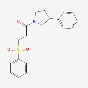 molecular formula C19H21NO3S B3018072 1-(3-Phenylpyrrolidin-1-yl)-3-(phenylsulfonyl)propan-1-one CAS No. 1209971-65-2