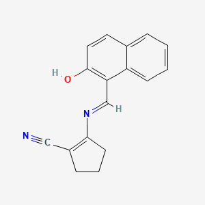 molecular formula C17H14N2O B3018073 (E)-2-(((2-hydroxynaphthalen-1-yl)methylene)amino)cyclopent-1-enecarbonitrile CAS No. 391228-19-6