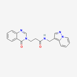 molecular formula C19H17N5O2 B3018077 3-(4-oxoquinazolin-3(4H)-yl)-N-(pyrazolo[1,5-a]pyridin-3-ylmethyl)propanamide CAS No. 1360220-88-7