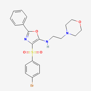 molecular formula C21H22BrN3O4S B3018087 4-(4-bromophenyl)sulfonyl-N-(2-morpholin-4-ylethyl)-2-phenyl-1,3-oxazol-5-amine CAS No. 862739-59-1