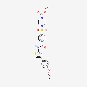 molecular formula C26H30N4O6S2 B3018093 4-((4-((4-(4-丙氧基苯基)噻唑-2-基)氨基羰基)苯基)磺酰基)哌嗪-1-甲酸乙酯 CAS No. 361174-30-3