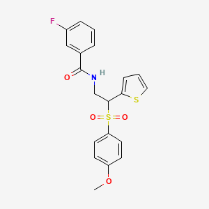 3-fluoro-N-(2-((4-methoxyphenyl)sulfonyl)-2-(thiophen-2-yl)ethyl)benzamide