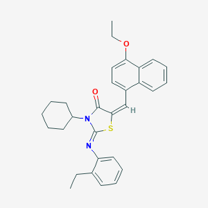 molecular formula C30H32N2O2S B301812 3-Cyclohexyl-5-[(4-ethoxy-1-naphthyl)methylene]-2-[(2-ethylphenyl)imino]-1,3-thiazolidin-4-one 
