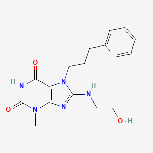 molecular formula C17H21N5O3 B3018131 8-((2-羟乙基)氨基)-3-甲基-7-(3-苯基丙基)-1H-嘌呤-2,6(3H,7H)-二酮 CAS No. 361174-70-1