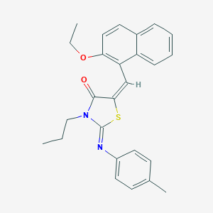 molecular formula C26H26N2O2S B301815 5-[(2-Ethoxy-1-naphthyl)methylene]-2-[(4-methylphenyl)imino]-3-propyl-1,3-thiazolidin-4-one 