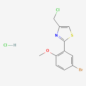 molecular formula C11H10BrCl2NOS B3018157 2-(5-Bromo-2-methoxyphenyl)-4-(chloromethyl)-1,3-thiazole hydrochloride CAS No. 1052530-78-5