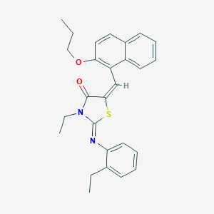 molecular formula C27H28N2O2S B301816 (2E,5E)-3-ethyl-2-[(2-ethylphenyl)imino]-5-[(2-propoxynaphthalen-1-yl)methylidene]-1,3-thiazolidin-4-one 