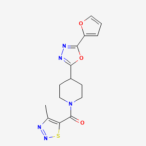 molecular formula C15H15N5O3S B3018161 (4-(5-(Furan-2-yl)-1,3,4-oxadiazol-2-yl)piperidin-1-yl)(4-methyl-1,2,3-thiadiazol-5-yl)methanone CAS No. 1209185-01-2