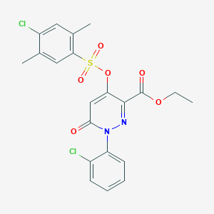 molecular formula C21H18Cl2N2O6S B3018164 Ethyl 4-(((4-chloro-2,5-dimethylphenyl)sulfonyl)oxy)-1-(2-chlorophenyl)-6-oxo-1,6-dihydropyridazine-3-carboxylate CAS No. 899728-00-8