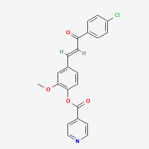 (E)-4-(3-(4-chlorophenyl)-3-oxoprop-1-en-1-yl)-2-methoxyphenyl isonicotinate