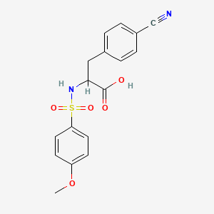 molecular formula C17H16N2O5S B3018190 3-(4-Cyanophenyl)-2-{[(4-methoxyphenyl)sulfonyl]amino}propanoic acid CAS No. 1214808-67-9