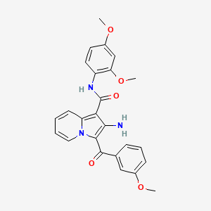 molecular formula C25H23N3O5 B3018196 2-氨基-N-(2,4-二甲氧基苯基)-3-(3-甲氧基苯甲酰基)吲哚并[1,2-b]喹唑啉-1-甲酰胺 CAS No. 903343-53-3