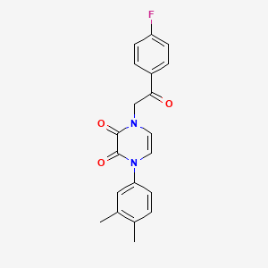 molecular formula C20H17FN2O3 B3018209 1-(3,4-二甲基苯基)-4-(2-(4-氟苯基)-2-氧代乙基)吡嗪-2,3(1H,4H)-二酮 CAS No. 904524-93-2