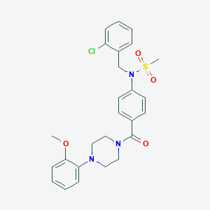 molecular formula C26H28ClN3O4S B301821 N-(2-chlorobenzyl)-N-(4-{[4-(2-methoxyphenyl)piperazin-1-yl]carbonyl}phenyl)methanesulfonamide 