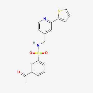 3-acetyl-N-((2-(thiophen-2-yl)pyridin-4-yl)methyl)benzenesulfonamide