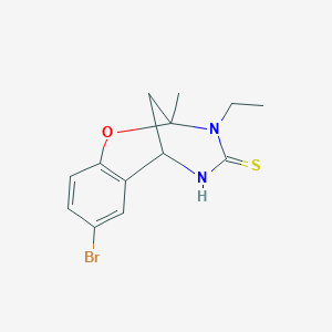 molecular formula C13H15BrN2OS B3018215 8-bromo-3-ethyl-2-methyl-5,6-dihydro-2H-2,6-methanobenzo[g][1,3,5]oxadiazocine-4(3H)-thione CAS No. 946213-08-7