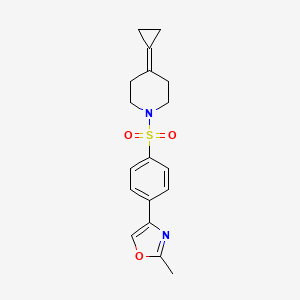 molecular formula C18H20N2O3S B3018217 4-(4-((4-Cyclopropylidenepiperidin-1-yl)sulfonyl)phenyl)-2-methyloxazole CAS No. 2097921-84-9