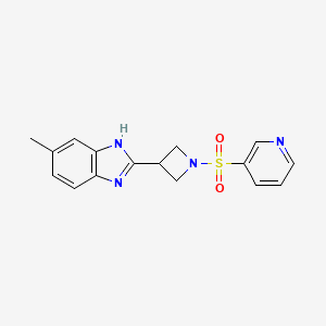 molecular formula C16H16N4O2S B3018218 5-methyl-2-(1-(pyridin-3-ylsulfonyl)azetidin-3-yl)-1H-benzo[d]imidazole CAS No. 1396680-52-6