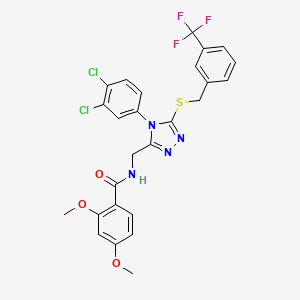 molecular formula C26H21Cl2F3N4O3S B3018219 N-((4-(3,4-dichlorophenyl)-5-((3-(trifluoromethyl)benzyl)thio)-4H-1,2,4-triazol-3-yl)methyl)-2,4-dimethoxybenzamide CAS No. 389071-29-8