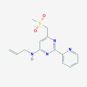 molecular formula C14H16N4O2S B3018221 N-烯丙基-6-[(甲磺酰基)甲基]-2-(2-吡啶基)-4-嘧啶胺 CAS No. 339279-12-8