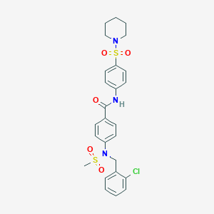 molecular formula C26H28ClN3O5S2 B301823 4-[(2-chlorobenzyl)(methylsulfonyl)amino]-N-[4-(piperidin-1-ylsulfonyl)phenyl]benzamide 