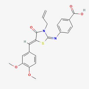 molecular formula C22H20N2O5S B3018233 4-((E)-((Z)-3-烯丙基-5-(3,4-二甲氧基苄亚基)-4-氧代噻唑烷-2-亚基)氨基)苯甲酸 CAS No. 638136-66-0