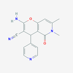 2-amino-6,7-dimethyl-5-oxo-4-(pyridin-4-yl)-5,6-dihydro-4H-pyrano[3,2-c]pyridine-3-carbonitrile