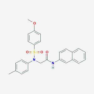 molecular formula C26H24N2O4S B301824 2-{[(4-methoxyphenyl)sulfonyl]-4-methylanilino}-N-(2-naphthyl)acetamide 