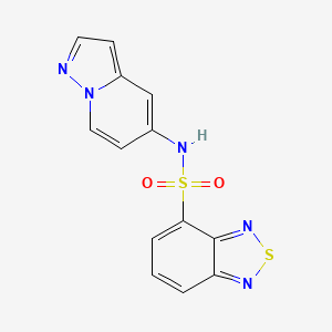 molecular formula C13H9N5O2S2 B3018241 N-(pyrazolo[1,5-a]pyridin-5-yl)benzo[c][1,2,5]thiadiazole-4-sulfonamide CAS No. 2034404-05-0