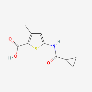 molecular formula C10H11NO3S B3018242 5-[(Cyclopropylcarbonyl)amino]-3-methylthiophene-2-carboxylic acid CAS No. 923126-67-4