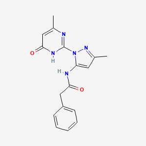 molecular formula C17H17N5O2 B3018246 N-(3-methyl-1-(4-methyl-6-oxo-1,6-dihydropyrimidin-2-yl)-1H-pyrazol-5-yl)-2-phenylacetamide CAS No. 1006002-67-0