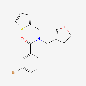 molecular formula C17H14BrNO2S B3018249 3-bromo-N-(furan-3-ylmethyl)-N-(thiophen-2-ylmethyl)benzamide CAS No. 1421504-94-0