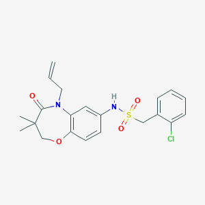 molecular formula C21H23ClN2O4S B3018258 N-(5-烯丙基-3,3-二甲基-4-氧代-2,3,4,5-四氢苯并[b][1,4]恶杂环庚-7-基)-1-(2-氯苯基)甲磺酰胺 CAS No. 921914-30-9