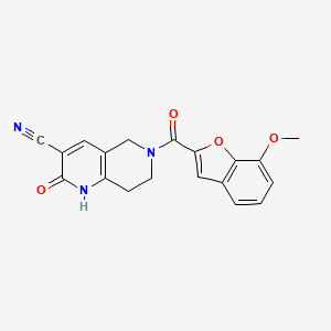 molecular formula C19H15N3O4 B3018264 6-(7-甲氧基苯并呋喃-2-羰基)-2-氧代-1,2,5,6,7,8-六氢-1,6-萘啶-3-腈 CAS No. 2034306-30-2