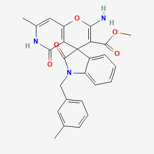molecular formula C26H23N3O5 B3018265 Methyl 2'-amino-7'-methyl-1-(3-methylbenzyl)-2,5'-dioxo-5',6'-dihydrospiro[indoline-3,4'-pyrano[3,2-c]pyridine]-3'-carboxylate CAS No. 879623-98-0