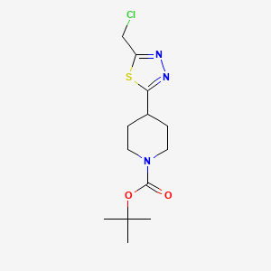 molecular formula C13H20ClN3O2S B3018267 叔丁基 4-[5-(氯甲基)-1,3,4-噻二唑-2-基]哌啶-1-羧酸酯 CAS No. 2411230-41-4