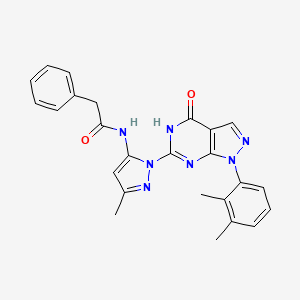 molecular formula C25H23N7O2 B3018270 N-(1-(1-(2,3-dimethylphenyl)-4-oxo-4,5-dihydro-1H-pyrazolo[3,4-d]pyrimidin-6-yl)-3-methyl-1H-pyrazol-5-yl)-2-phenylacetamide CAS No. 1172820-47-1