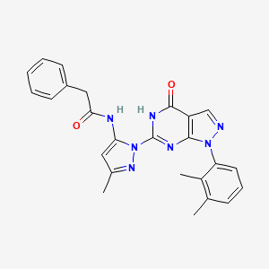 molecular formula C25H23N7O2 B3018270 N-(1-(1-(2,3-二甲苯基)-4-氧代-4,5-二氢-1H-吡唑并[3,4-d]嘧啶-6-基)-3-甲基-1H-吡唑-5-基)-2-苯基乙酰胺 CAS No. 1172820-47-1