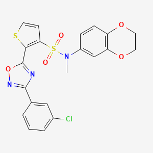 molecular formula C21H16ClN3O5S2 B3018271 2-[3-(3-氯苯基)-1,2,4-恶二唑-5-基]-N-(2,3-二氢-1,4-苯并二氧杂环-6-基)-N-甲基噻吩-3-磺酰胺 CAS No. 1207030-71-4