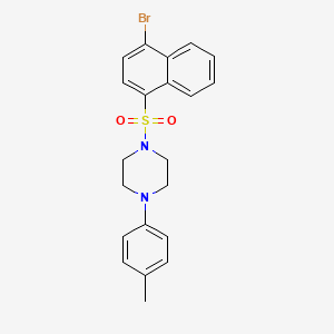 molecular formula C21H21BrN2O2S B3018272 1-(4-Bromonaphthalen-1-yl)sulfonyl-4-(4-methylphenyl)piperazine CAS No. 2248868-69-9