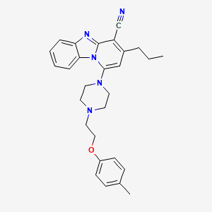 molecular formula C28H31N5O B3018276 1-{4-[2-(4-Methylphenoxy)ethyl]piperazin-1-yl}-3-propylpyrido[1,2-a]benzimidazole-4-carbonitrile CAS No. 385395-36-8