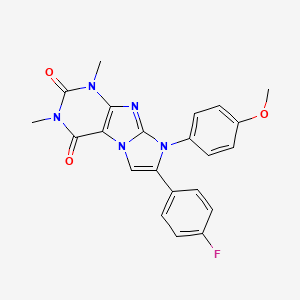 molecular formula C22H18FN5O3 B3018278 7-(4-fluorophenyl)-8-(4-methoxyphenyl)-1,3-dimethyl-1H-imidazo[2,1-f]purine-2,4(3H,8H)-dione CAS No. 370573-78-7