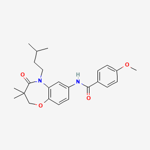 molecular formula C24H30N2O4 B3018280 N-(5-isopentyl-3,3-dimethyl-4-oxo-2,3,4,5-tetrahydrobenzo[b][1,4]oxazepin-7-yl)-4-methoxybenzamide CAS No. 921842-99-1