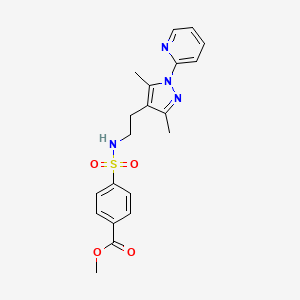 molecular formula C20H22N4O4S B3018284 4-(N-(2-(3,5-二甲基-1-(吡啶-2-基)-1H-吡唑-4-基)乙基)磺酰胺基)苯甲酸甲酯 CAS No. 2034481-84-8