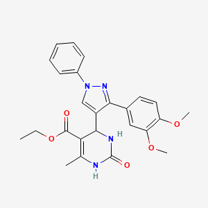 molecular formula C25H26N4O5 B3018286 ethyl 4-[3-(3,4-dimethoxyphenyl)-1-phenyl-1H-pyrazol-4-yl]-6-methyl-2-oxo-1,2,3,4-tetrahydropyrimidine-5-carboxylate CAS No. 433259-37-1
